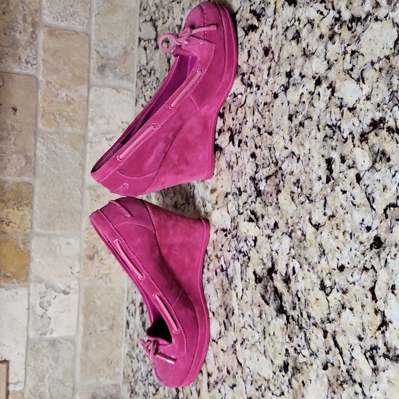 Sperry Jeffrey Top-Sider Pink Suede Wedges Size 7.5 - Picture 4 of 10
